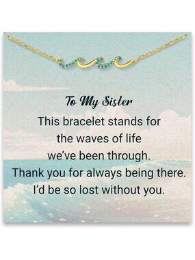 Meaningful Sister Bracelet Gift, Wave & Cross Design, Perfect Birthday Jewelry